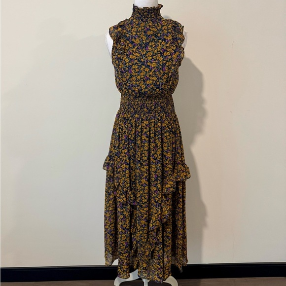 Lulus Dresses & Skirts - Lulus Mustard Floral Mock Neck Midi Dress 🌼
